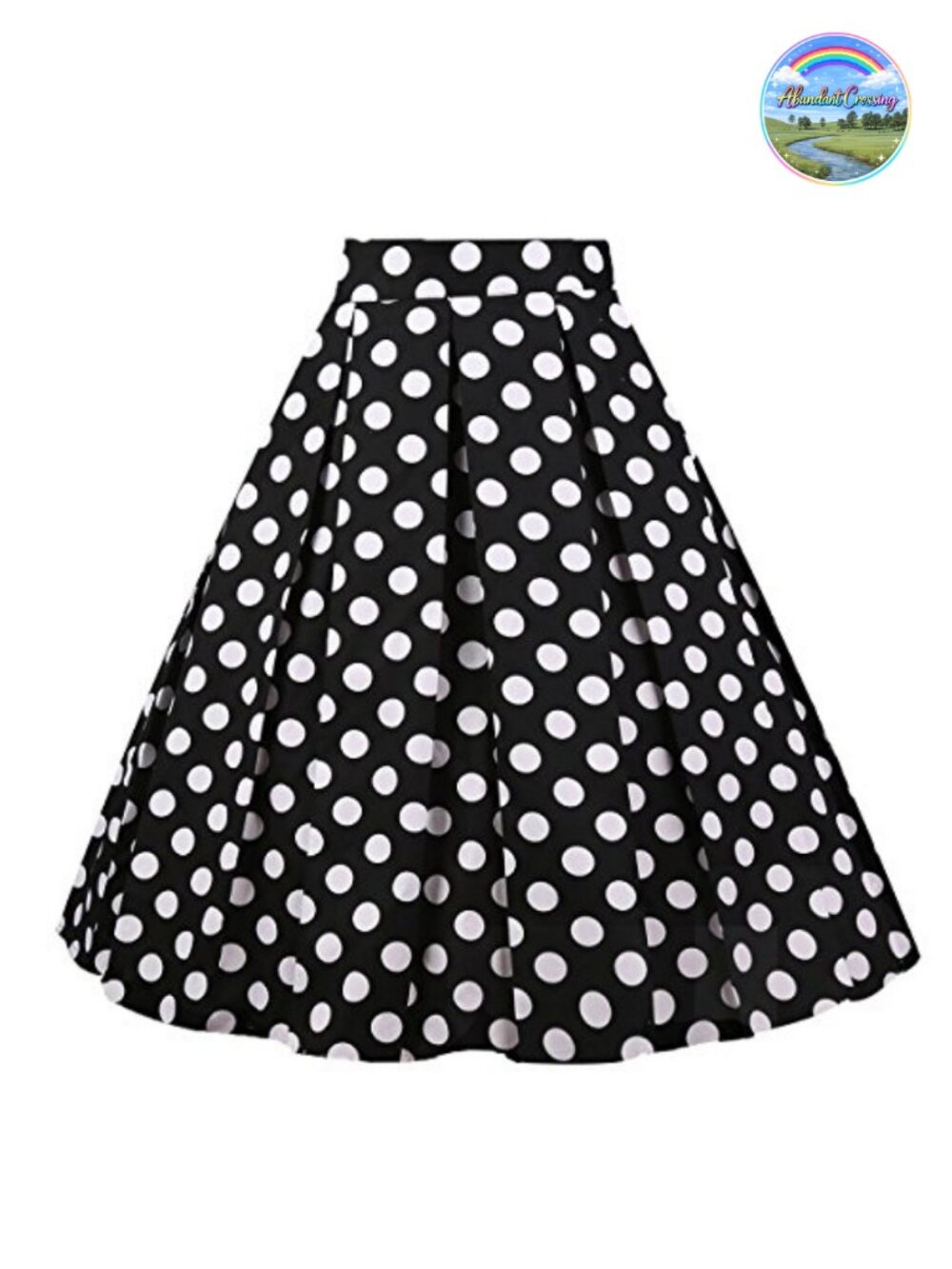 Vintage Pleated A-Line Midi Skirt Knee Length Side Pockets